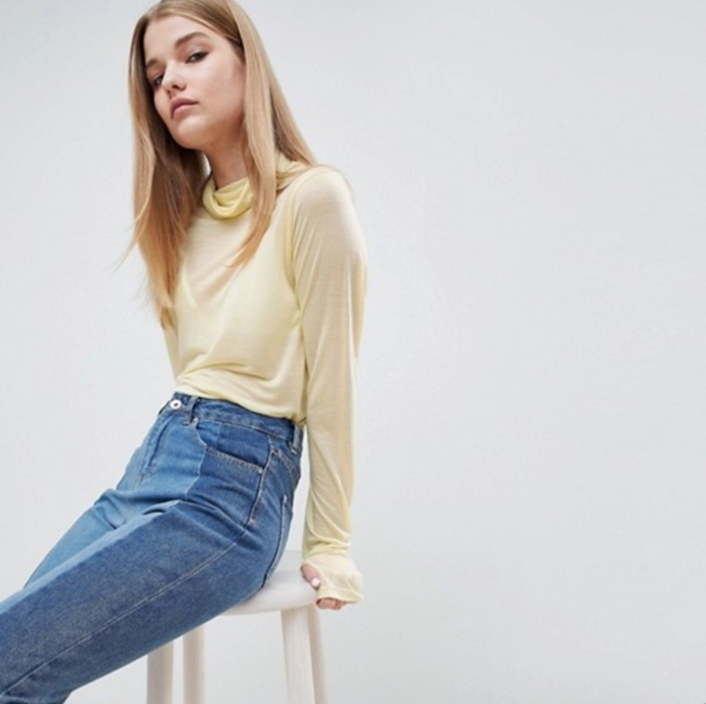 NWT ASOS WHITE 100% LYOCELL roll turtleneck top